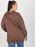 Hurtownia Brązowa rozpinana bluza plus size z kapturem