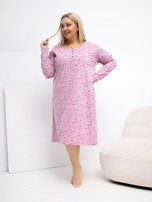 Brudnoróżowa nocna koszula plus size z nadrukiem