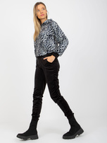 Biało-czarny komplet welurowy z motywem zwierzęcym RUE PARIS