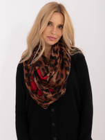 Hurtownia Brązowy damski komin w kwiaty i panterkę