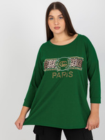 Hurtownia Ciemnozielona bluzka damska z dżetami