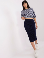 Hurt Granatowy damski komplet casualowy z bawełny