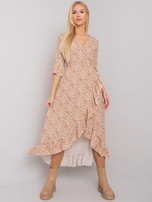 Beige gemustertes Kleid mit Rüsche Williamson OCH BELLA.