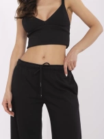 Czarne dresowe spodnie basic z kieszeniami