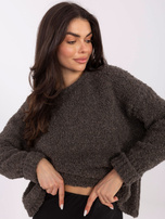 Ciemnoszary sweter boucle z okrągłym dekoltem
