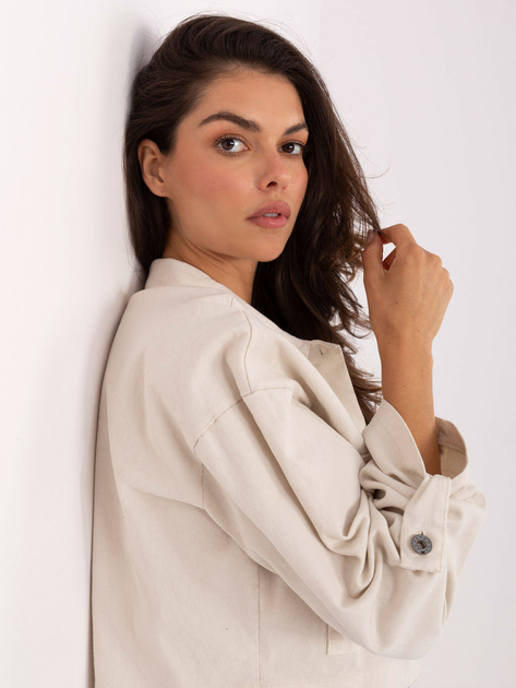 Jasnobeżowa krótka kurtka jeansowa RUE PARIS