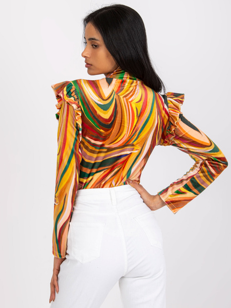 Żółta welurowa bluzka z falbankami Lina