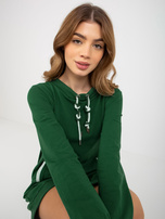 Hurt Dunkelgrünes Mini-Jersey-Kleid Basic mit Taschen.