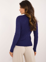 Hurt Granatowy sweter klasyczny z domieszką wiskozy