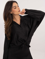 Hurtownia online Czarna koszula oversize w kwiaty 