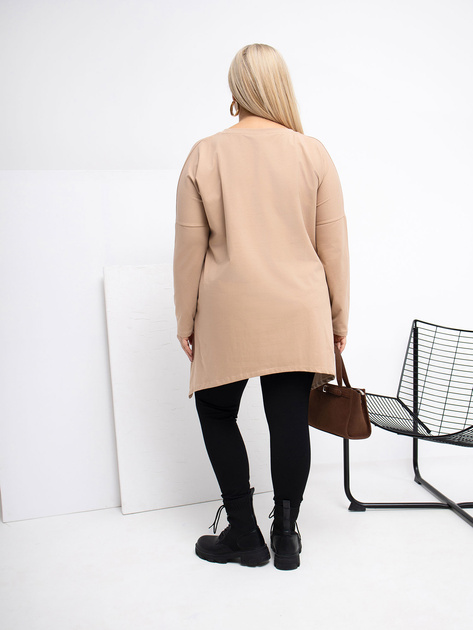 Ciemnobeżowa asymetryczna bluzka plus size