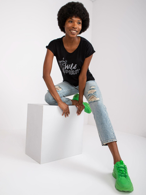 Czarny damski t-shirt z printem Cabrera MAYFLIES