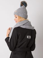 Szary komplet zimowy z czapką i szalikiem Rubby RUE PARIS