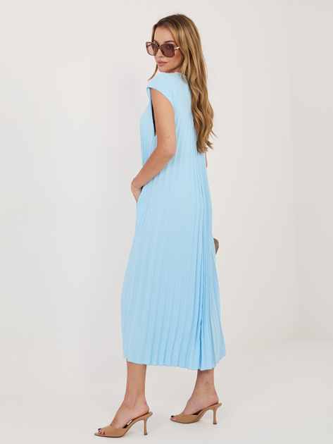 Jasnoniebieska koktajlowa sukienka z plisowaniem RUE PARIS