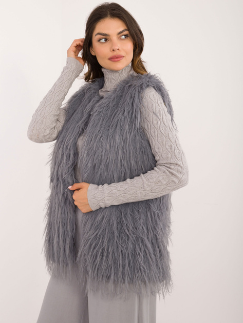 Hurt Ciemnoszara kamizelka futrzana zapinana na haftki