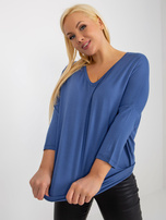 Hurtownia Brudnoniebieska bluzka plus size z dekoltem V