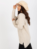 Hurtownia Jasnobeżowa damska czapka zimowa z daszkiem 