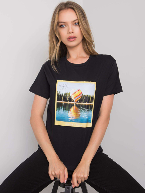 Czarny t-shirt z nadrukiem Solly