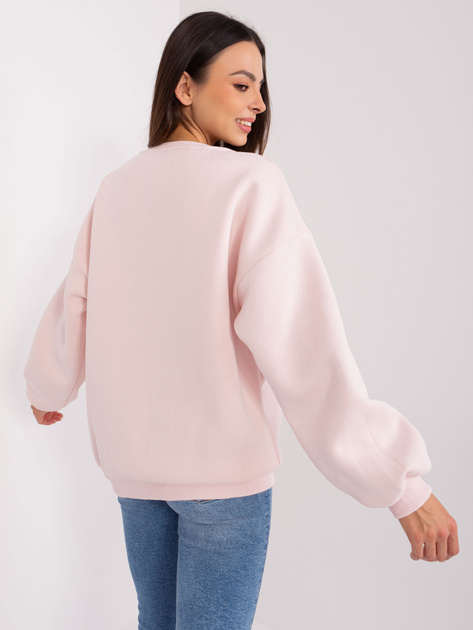 Hurtownia Jasnoróżowa bluza bez kaptura z napisem