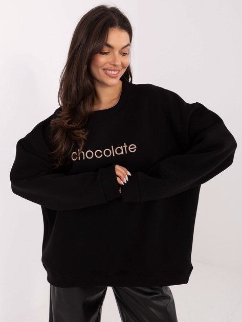 Czarna ocieplana bluza z napisem RUE PARIS