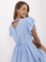 Jasnoniebieska rozkloszowana sukienka z dekoltem V
