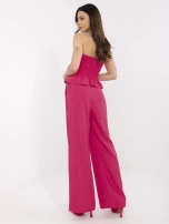 Fuksjowy elegancki komplet z szerokimi spodniami