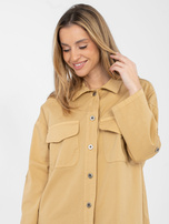 Camelowa koszulowa sukienka z kieszeniami  RUE PARIS 