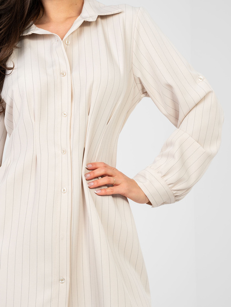 Jasnobeżowa mini sukienka szmizjerka RUE PARIS