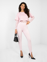 Pastelowe różowe legginsy z zakładką na palec RUE PARIS 