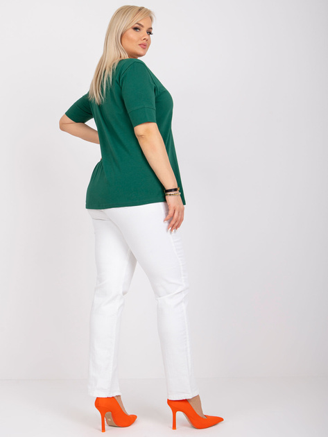 Ciemnozielony t-shirt z bawełny plus size Missy