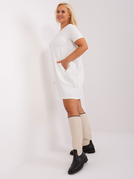 Hurt Ecru codzienna sukienka plus size z bawełny