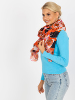 Hurt Pomarańczowa bawełniana chusta w kolorowe printy