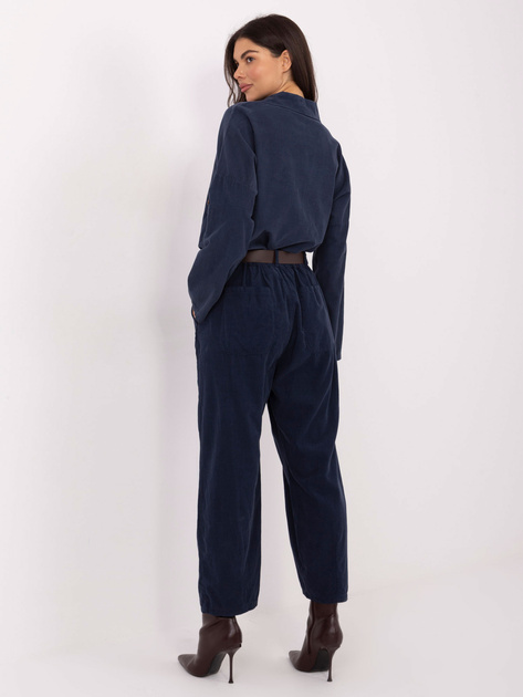 Ciemnoniebieskie sztruksowe spodnie do kompletu
