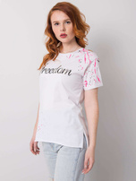 Biały t-shirt z napisem Raven