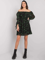 Czarno-zielona sukienka hiszpanka z printami Philippi