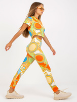 Hurt Pomarańczowy wzorzysty komplet casualowy z legginsami  