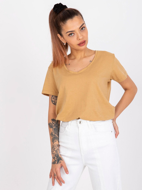 Camelowy t-shirt damski basic Salina MAYFLIES