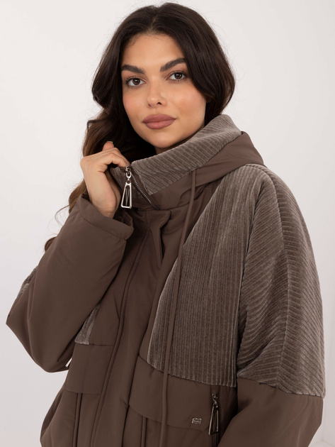 Hurt Brązowa kurtka z sztruksowymi wstawkami