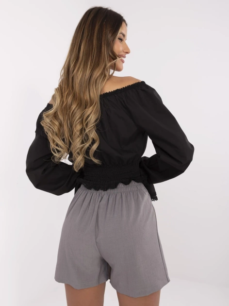 Szare spódnico-spodenki z zakładkami