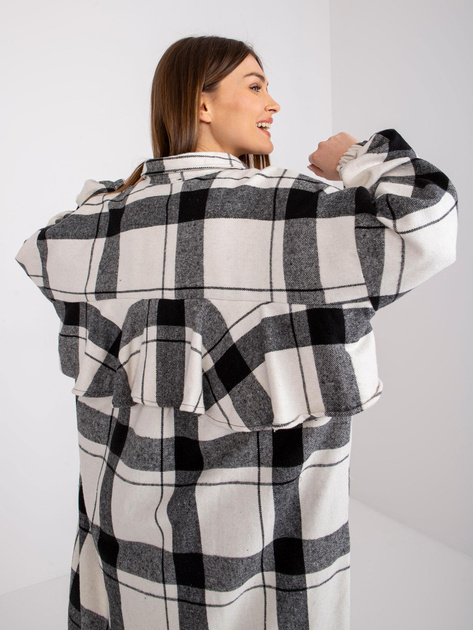 Czarno-biała koszula z wełną w kratę Amerie