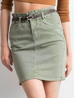 Khaki dopasowana spódnica jeansowa