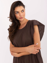 Ciemnobrązowa sukienka oversize z bawełny OCH BELLA 