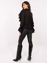 Czarna rozpinana koszula z żabotem RUE PARIS