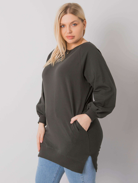 Ciemna khaki gładka bluza plus size Toledo