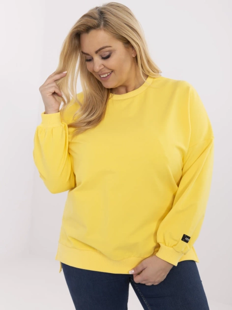 Żółta damska bluza basic plus size z bawełny