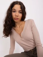 Hurt Beżowa bluzka z usztywnianym dekoltem BASIC FEEL GOOD