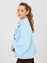 Jasnoniebieski piankowy płaszcz z kołnierzem