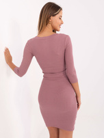 Šviesiai purpurinė bodycon suknelė dryžuota RUE PARIS.
