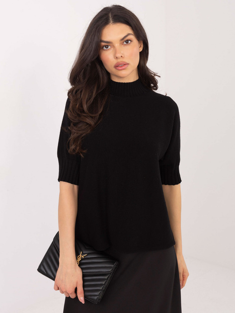 Czarny damski sweter ze ściągaczami