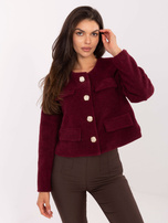 Bordowy elegancki żakiet z podszewką RUE PARIS 